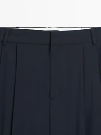 Pleated wool blend trousers