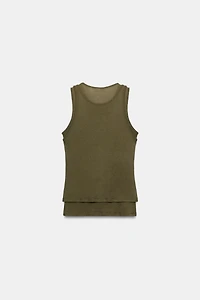 FAUX DOUBLE SLEEVELESS T-SHIRT