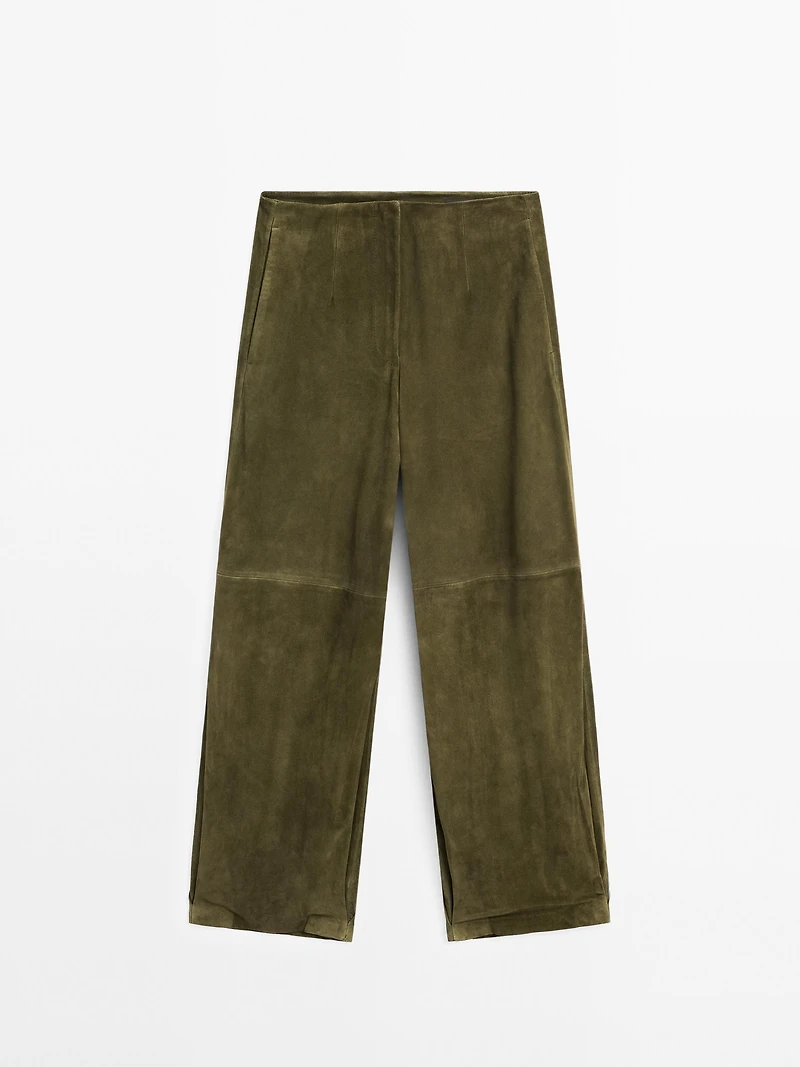 Balloon fit suede leather trousers