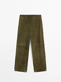 Balloon fit suede leather trousers