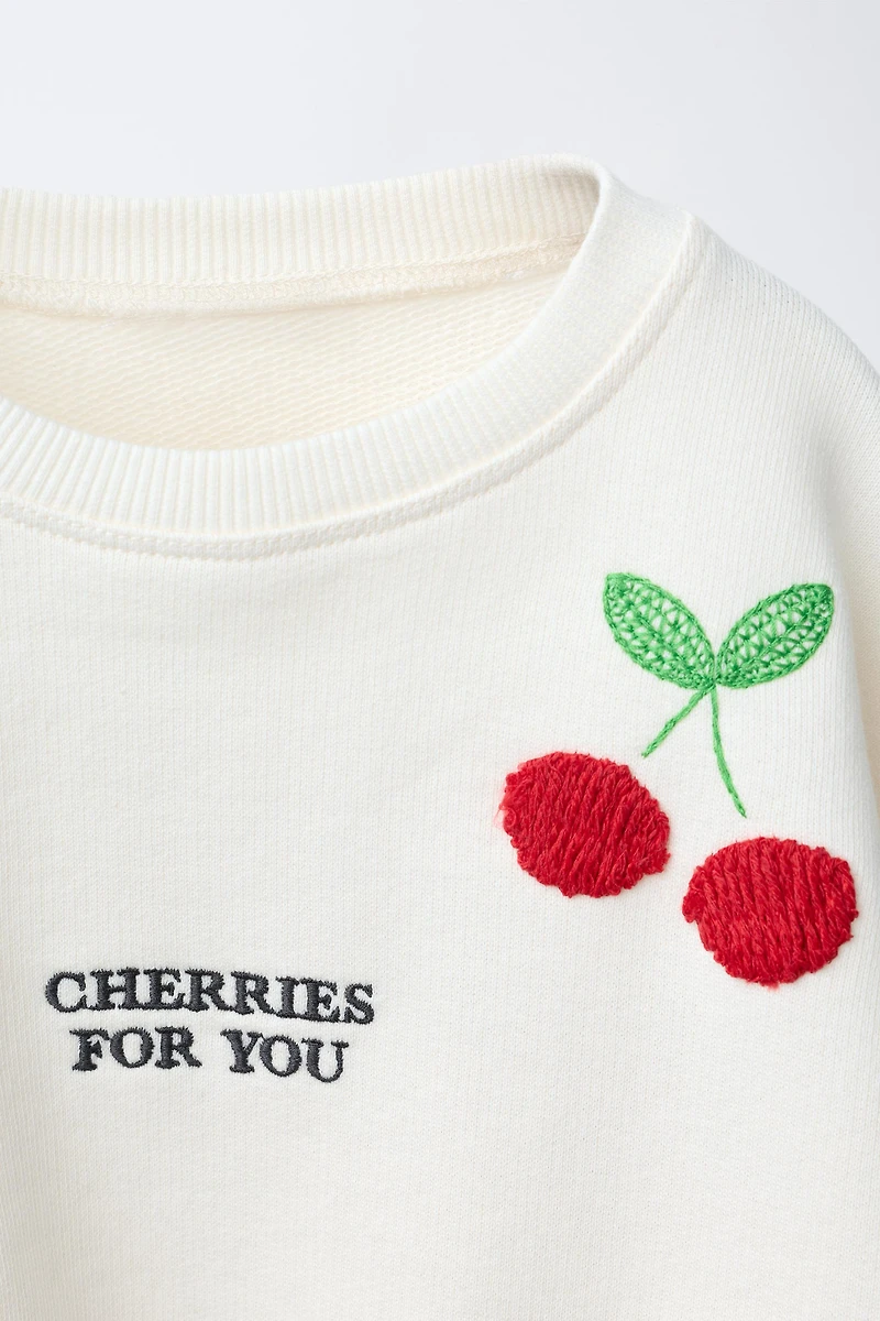 EMBROIDERED CHERRY SWEATSHIRT