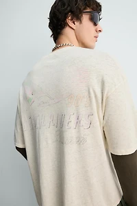 WASHED COTTON-LINEN HAWAII T-SHIRT