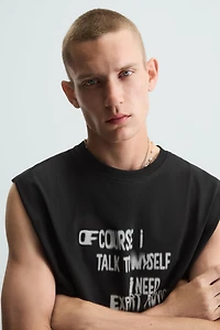 T-SHIRT DÉBARDEUR À INSCRIPTION IMPRIMÉE