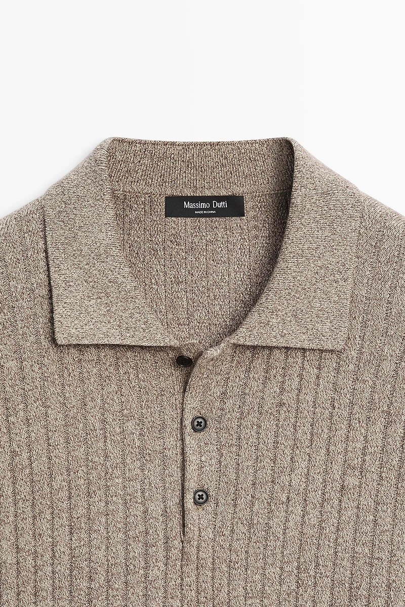 Pull en maille 100 % coton à col polo