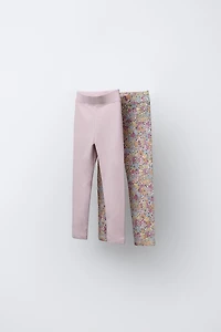 TWO-PACK PLAIN AND PRINTED LEGGINGS
