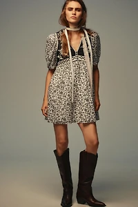 FLORAL PRINT COMBINATION SHORT DRESS