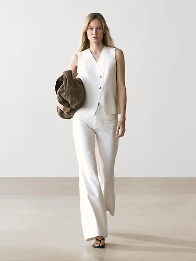 Gilet en maille à col V et boutons
