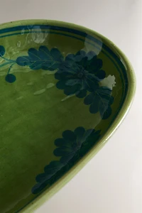 FLORAL OVAL STONEWARE SERVING DISH