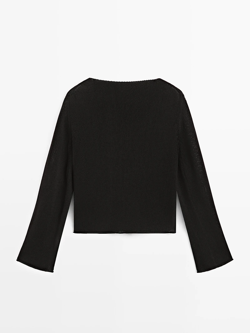 Flowing knit boat neck sweater