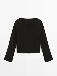 Flowing knit boat neck sweater