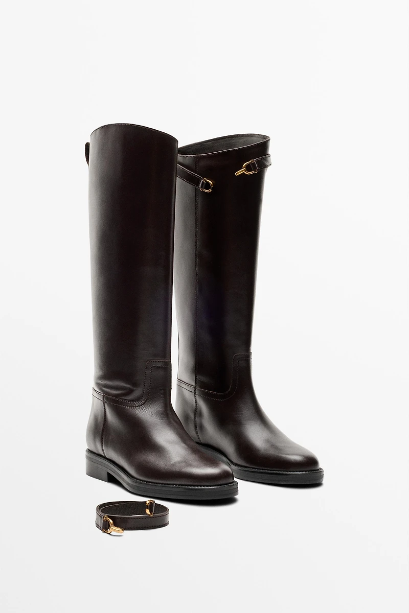 Leather riding boot