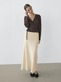 Knit alpaca and wool midi skirt