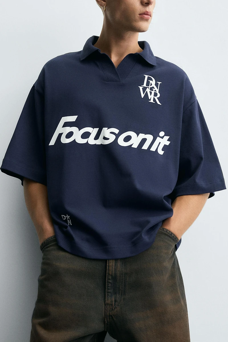 RETRO SOCCER PRINTED POLO SHIRT
