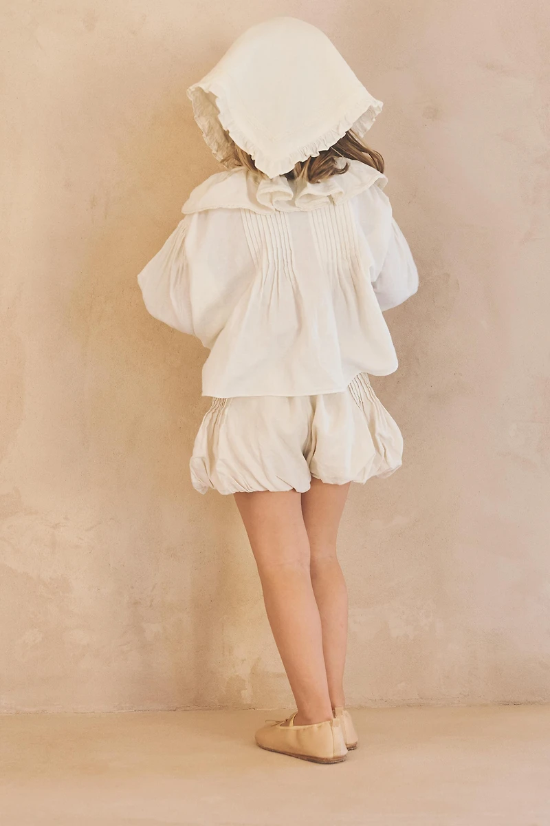 BLOUSE PLIS DENTELLE LIN COTON 2-5 ANS ÉDITION LIMITÉE