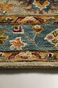 TAPIS LAINE IMPRIMÉ FLEURS SYMÉTRIQUES