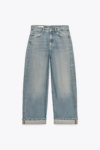 TRF MID-RISE BAGGY FOLDED JEANS
