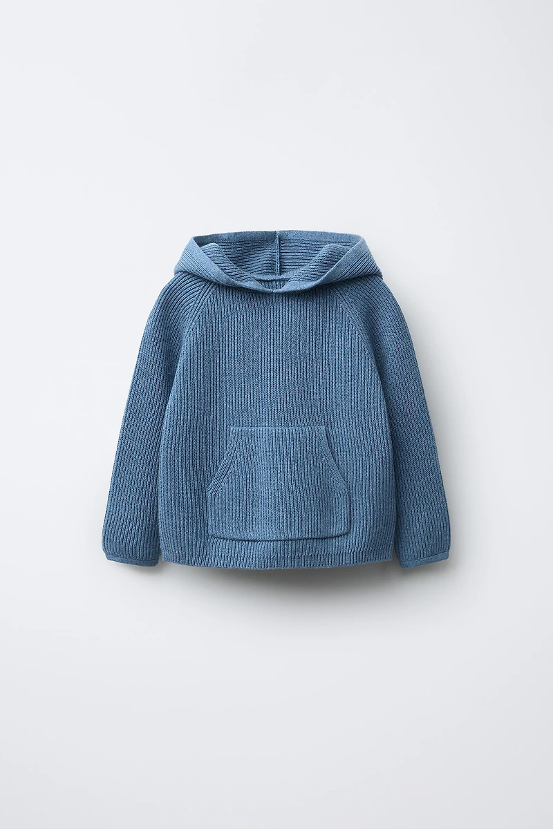 HOODED KNIT SWEATER WITH POCKET