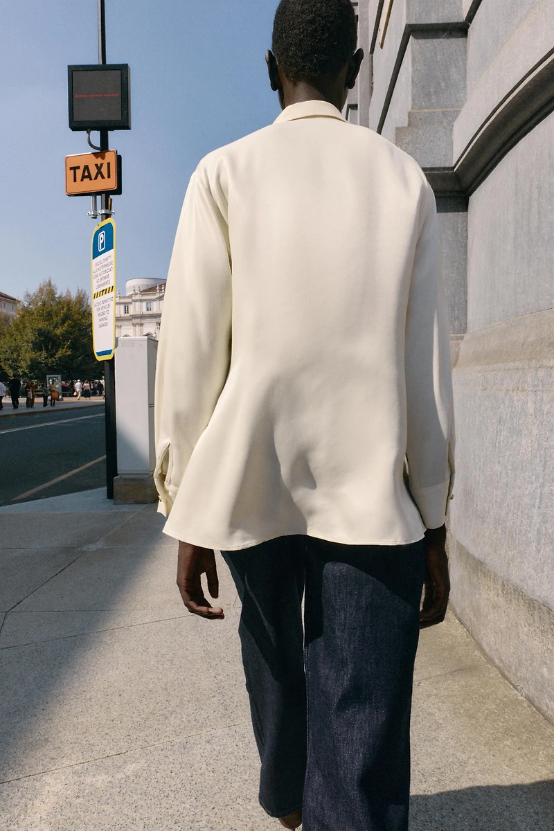 SATIN EFFECT WRAP SHIRT