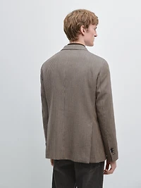 Blazer motif pied-de-poule en laine mélangée