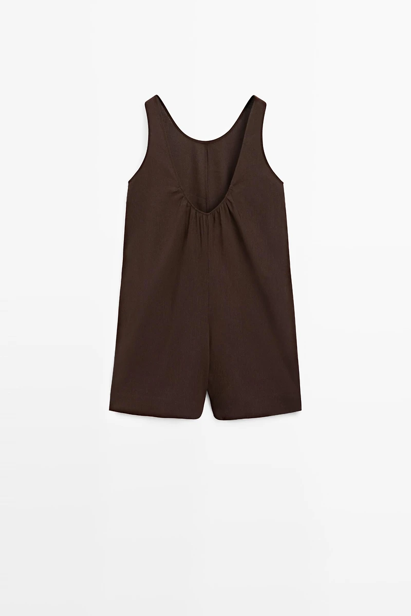 Flowing linen blend playsuit dress