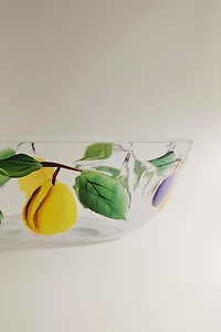FRUIT PRINT GLASS SALAD BOWL