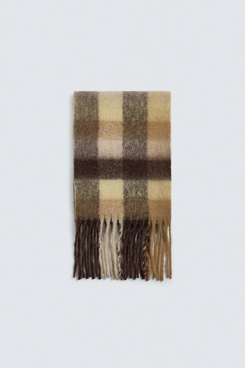 BRUSHED PLAID SCARF