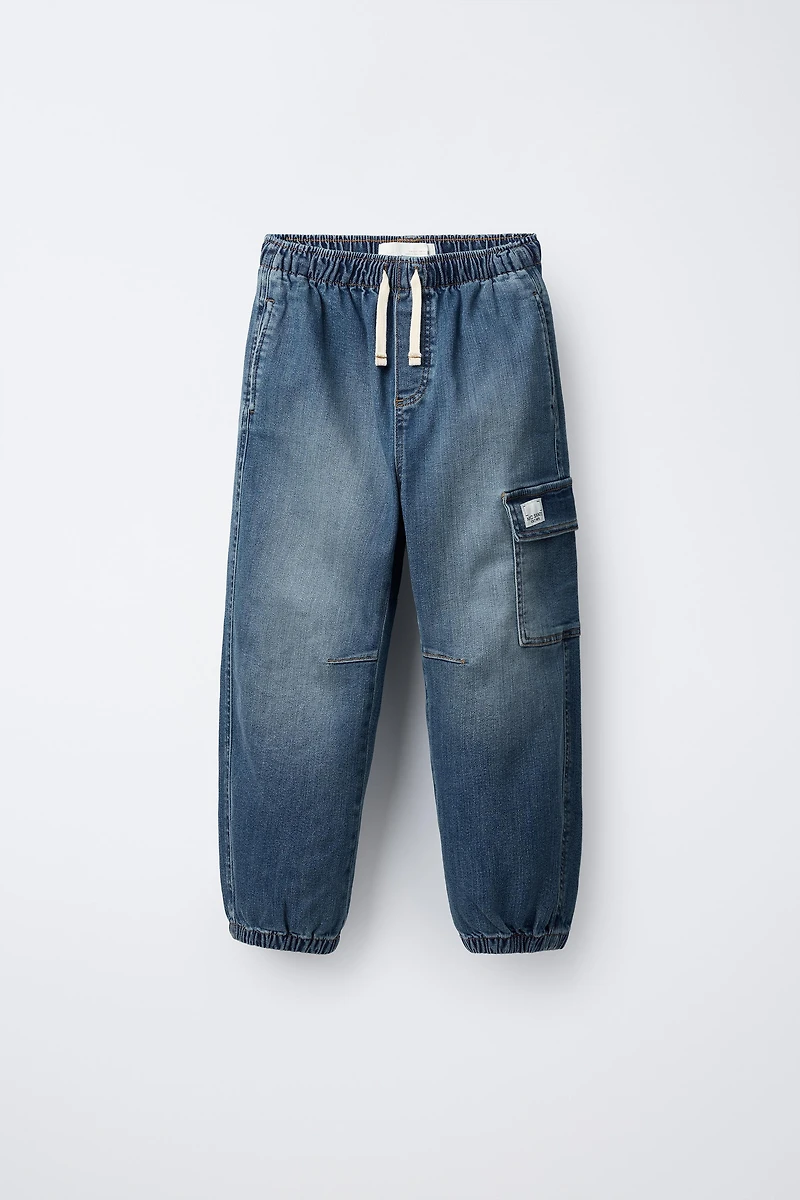 DENIM CARGO JOGGER PANTS