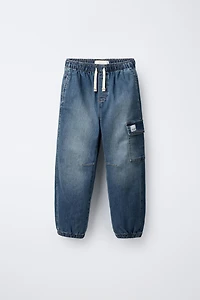 DENIM CARGO JOGGER PANTS