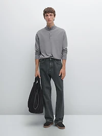 Pull en maille à col camionneur boutonné