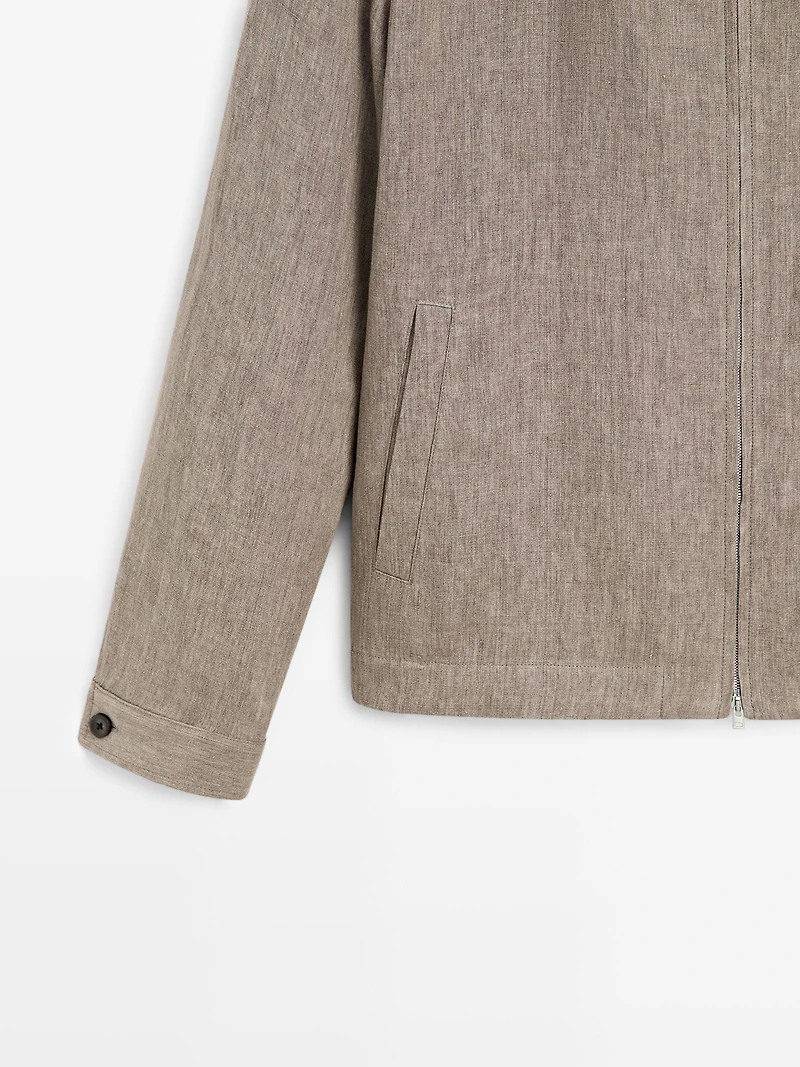 Veste bomber total look lin délavé