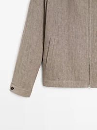 Veste bomber total look lin délavé