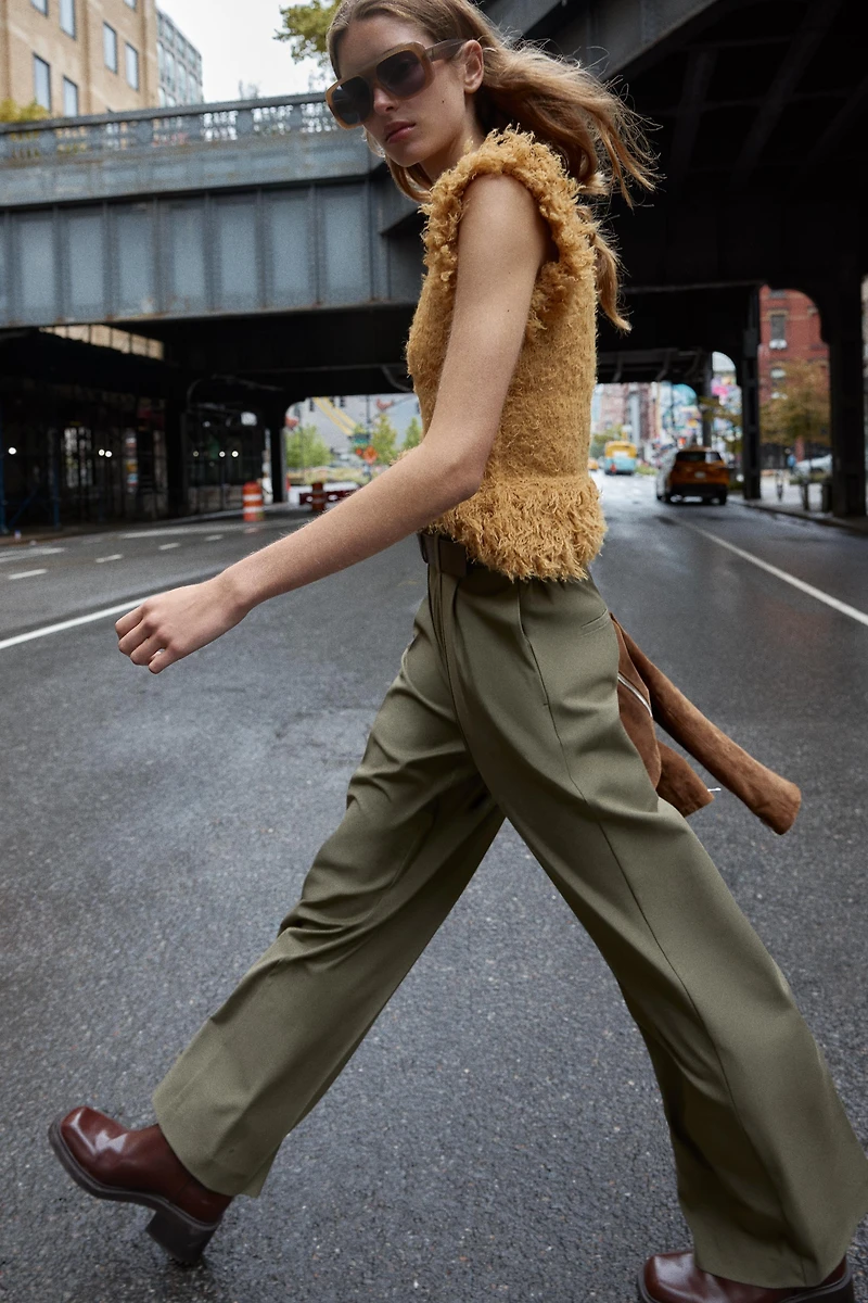 PAPER BAG BELTED PANTS