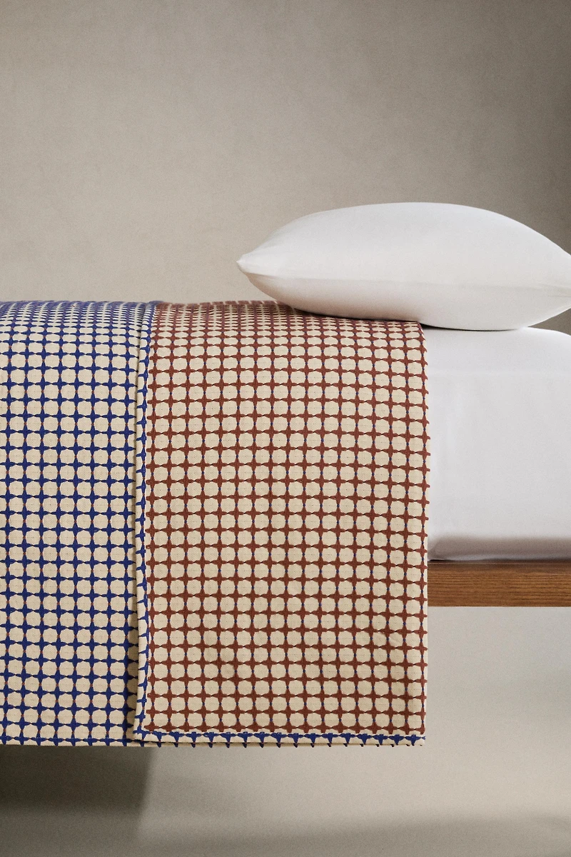 REVERSIBLE WAFFLE-KNIT COTTON BEDSPREAD X COLLAGERIE