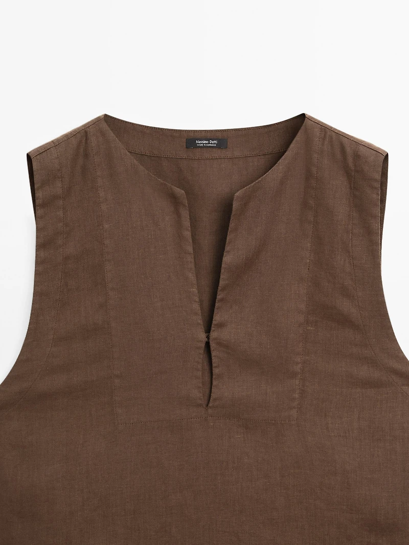 100% linen blouse with seam details