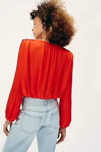 SATIN EFFECT BALLOON BLOUSE