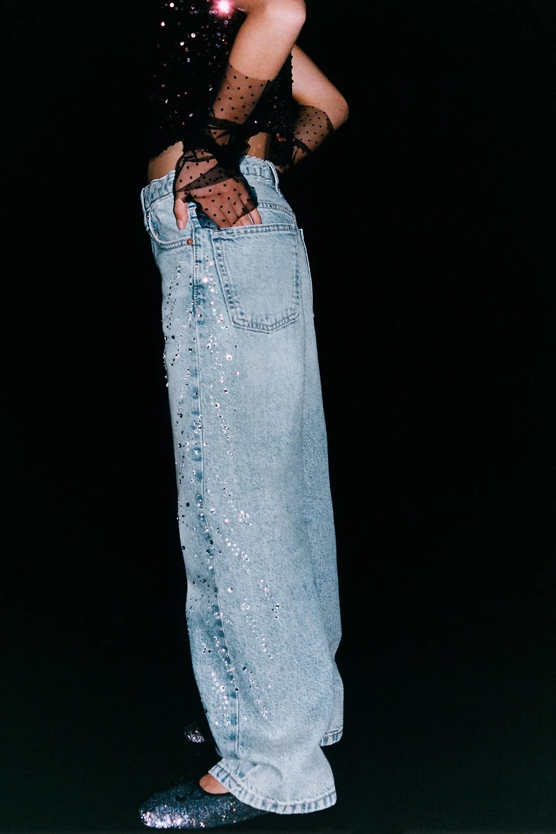SPARKLY WIDE LEG JEANS