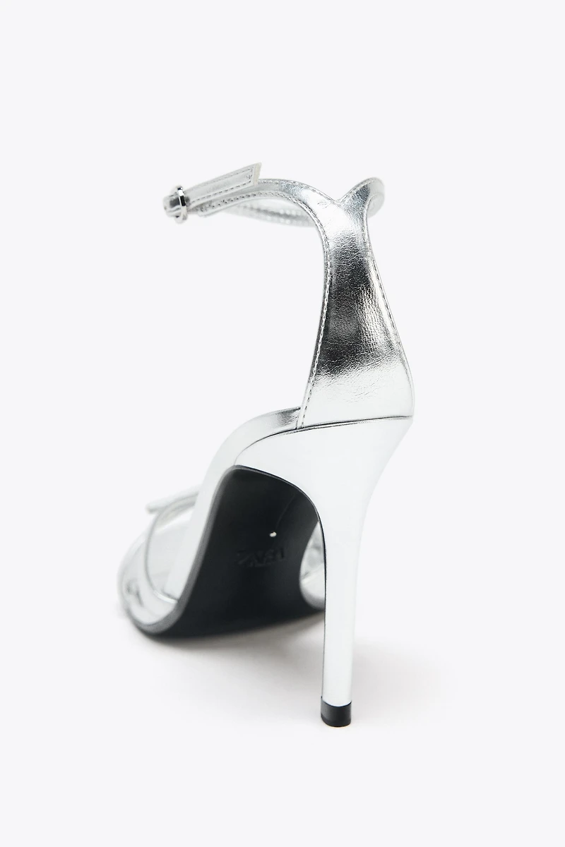 METALLIC EFFECT HIGH-HEEL SANDALS