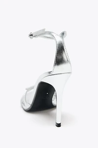 METALLIC EFFECT HIGH-HEEL SANDALS