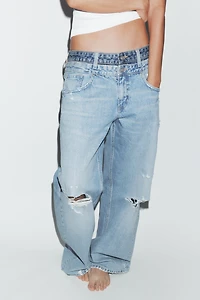 TRF DOUBLE WAIST MID-RISE STRAIGHT JEANS