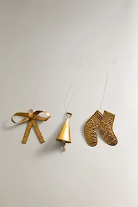 SET OF CHRISTMAS ACCESSORY METAL GIFT ORNAMENTS (SET OF 3)