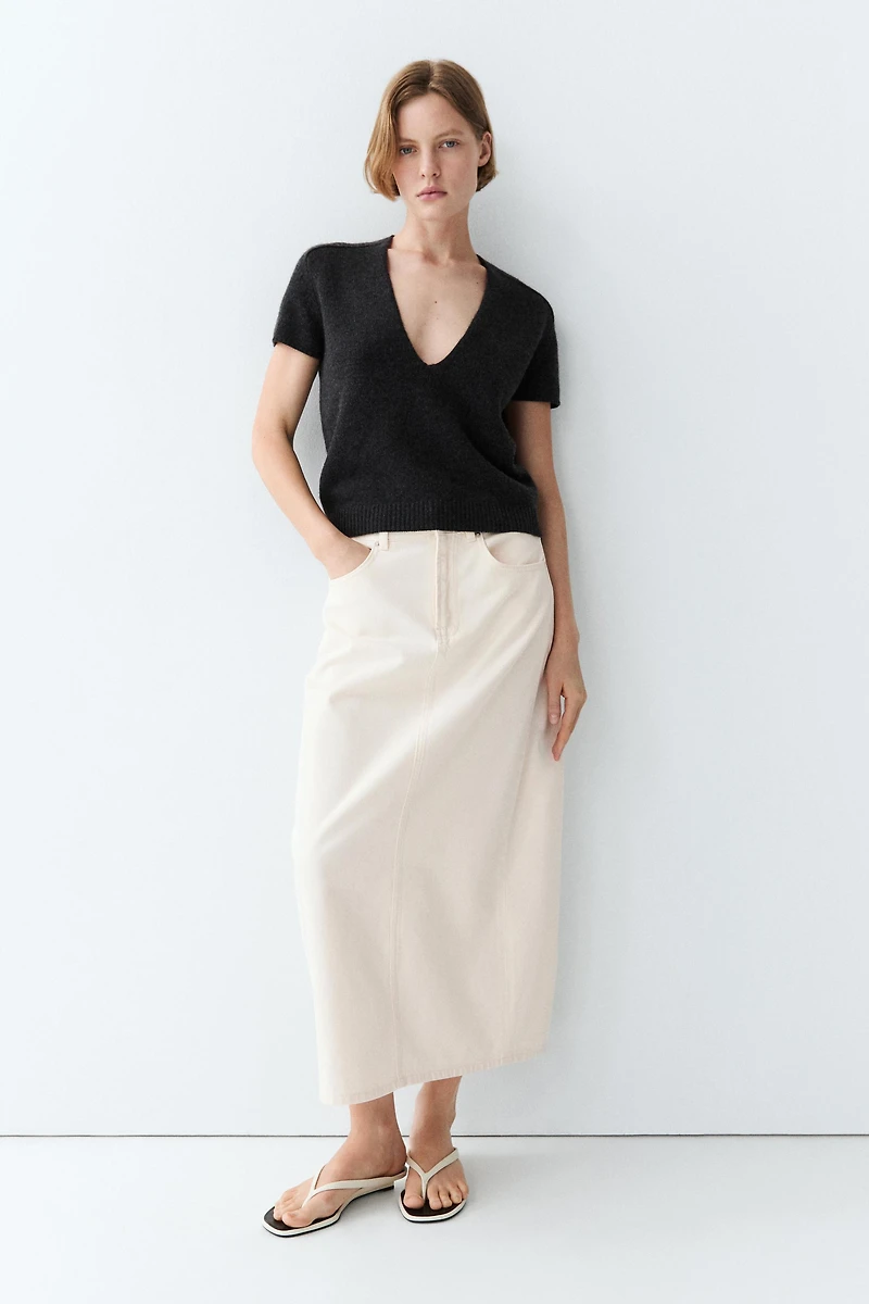 100% cashmere knit short sleeve sweater