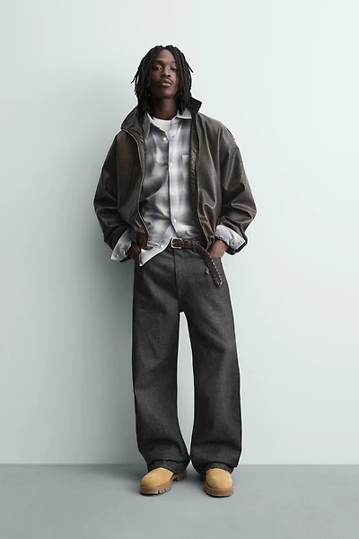 WASHED FAUX LEATHER JACKET