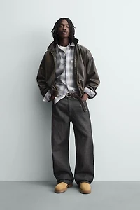 WASHED FAUX LEATHER JACKET