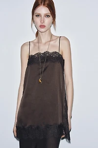 SATIN EFFECT LACE TOP ZW COLLECTION