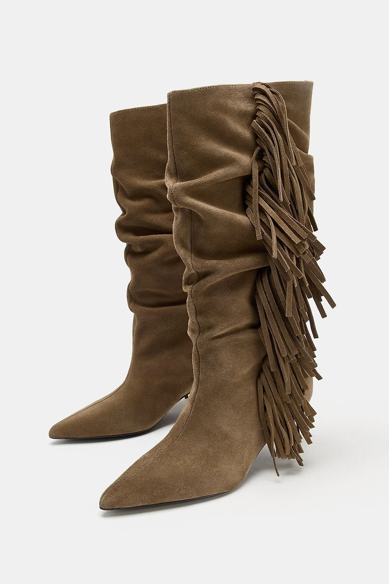 FRINGED SUEDE BOOTS