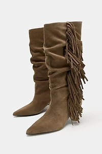 FRINGED SUEDE BOOTS