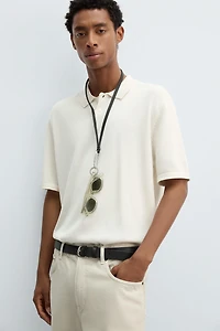 COTTON BLEND KNIT POLO SHIRT