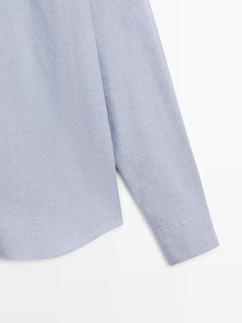 Regular-fit melange cotton shirt