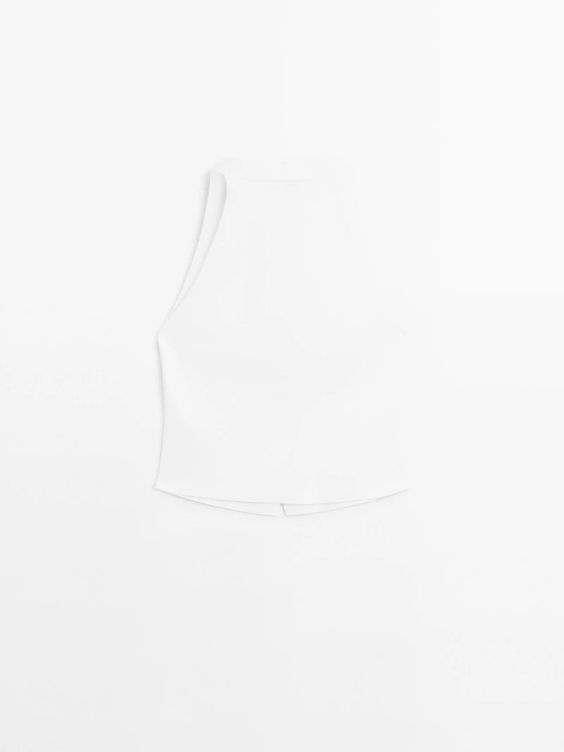 Knit waistcoat with contrast buttons