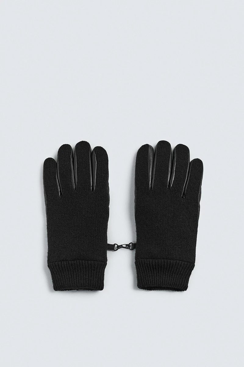GANTS EN CUIR BIMATIÈRE AVEC MAILLE
